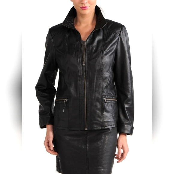 🔥NWT, La Nouvelle Renaissance Women's Black Leather Zip Motorcycle Jacket XL - Picture 1 of 16
